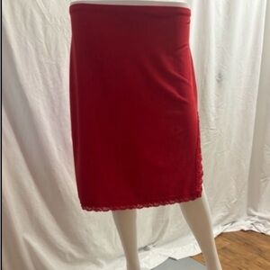 Chic Red Pencil Skirt with Lace Detail